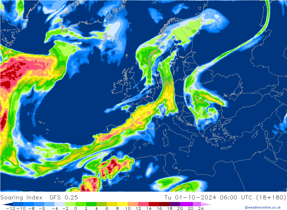 Soaring Index GFS 0.25 wto. 01.10.2024 06 UTC