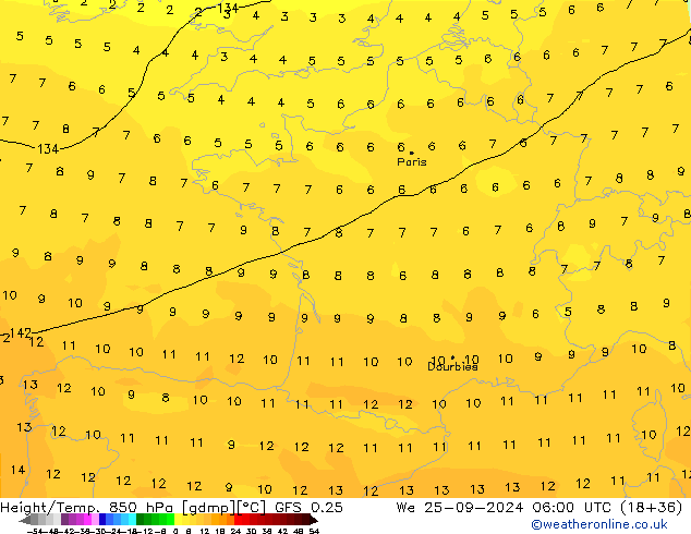 Z500/Rain (+SLP)/Z850 GFS 0.25 ср 25.09.2024 06 UTC