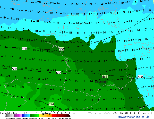 Z500/Rain (+SLP)/Z850 GFS 0.25 ср 25.09.2024 06 UTC