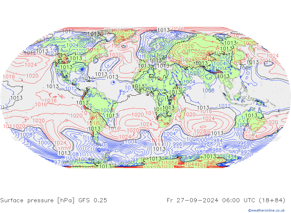 Bodendruck GFS 0.25 Fr 27.09.2024 06 UTC