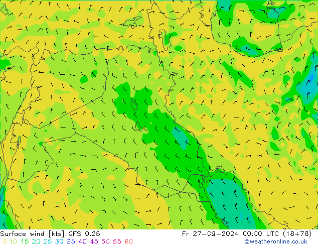 Wind 10 m GFS 0.25 vr 27.09.2024 00 UTC