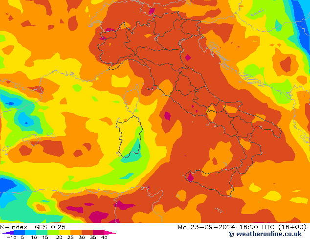 K-Index GFS 0.25 Mo 23.09.2024 18 UTC