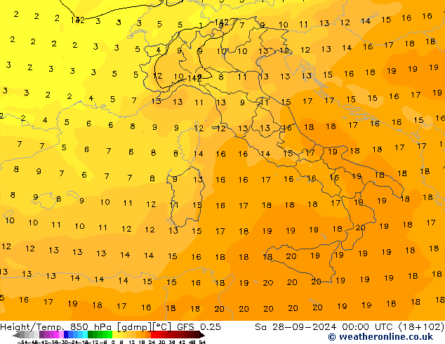 Z500/Rain (+SLP)/Z850 GFS 0.25 so. 28.09.2024 00 UTC