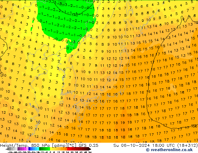 Z500/Rain (+SLP)/Z850 GFS 0.25  06.10.2024 18 UTC