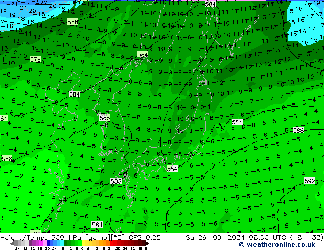 Z500/Rain (+SLP)/Z850 GFS 0.25 Вс 29.09.2024 06 UTC