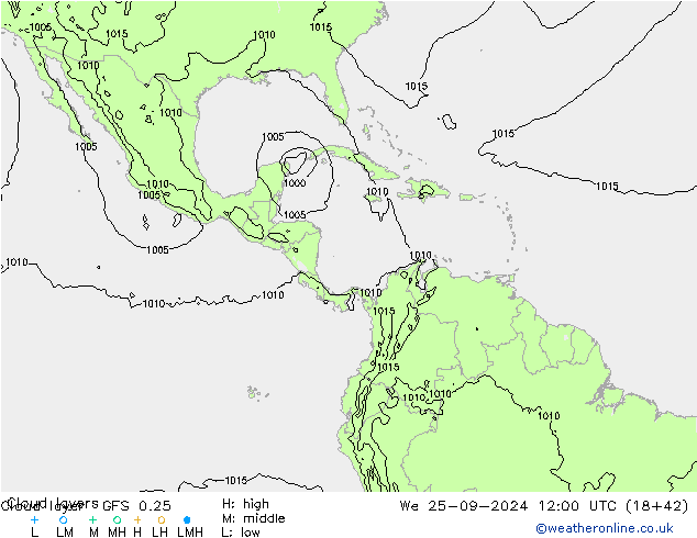 Chmura warstwa GFS 0.25 śro. 25.09.2024 12 UTC