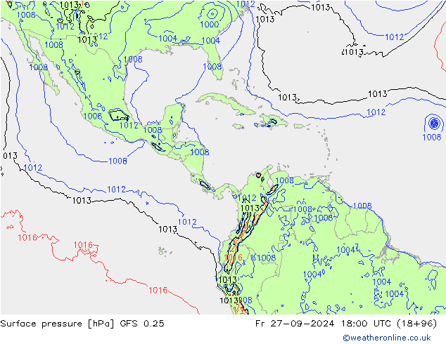 Surface pressure GFS 0.25 Fr 27.09.2024 18 UTC