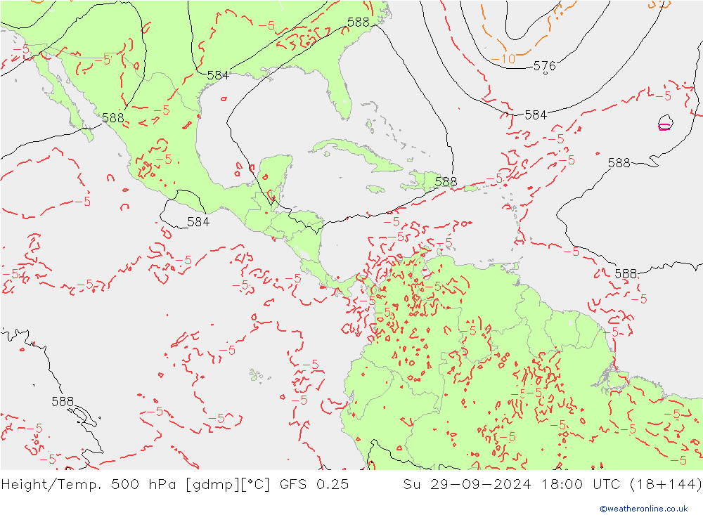 Z500/Rain (+SLP)/Z850 GFS 0.25 dom 29.09.2024 18 UTC