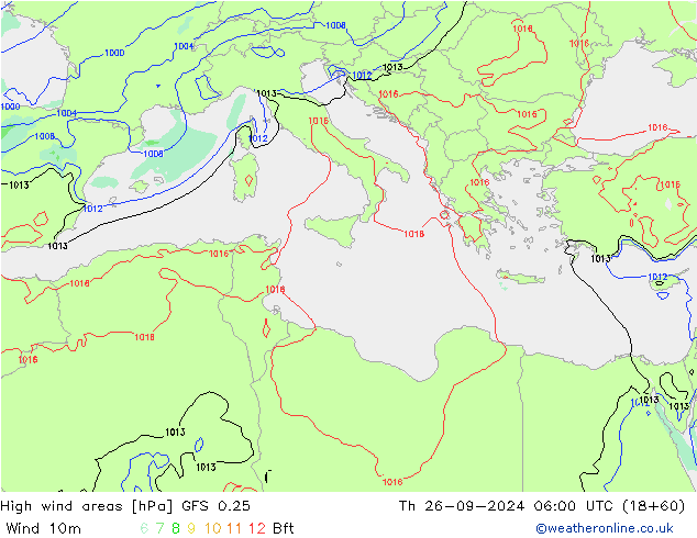 High wind areas GFS 0.25  26.09.2024 06 UTC