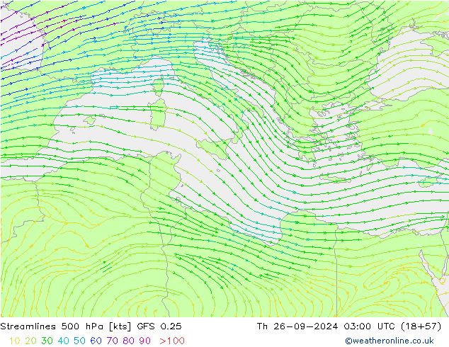 ветер 500 гПа GFS 0.25 чт 26.09.2024 03 UTC