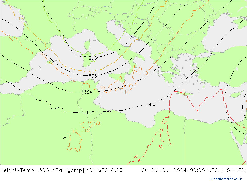 Z500/Rain (+SLP)/Z850 GFS 0.25 Dom 29.09.2024 06 UTC