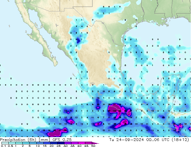 Z500/Rain (+SLP)/Z850 GFS 0.25 wto. 24.09.2024 06 UTC