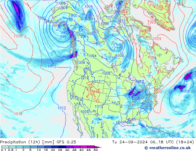 Nied. akkumuliert (12Std) GFS 0.25 Di 24.09.2024 18 UTC