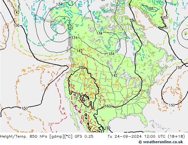 Height/Temp. 850 hPa GFS 0.25 Ter 24.09.2024 12 UTC