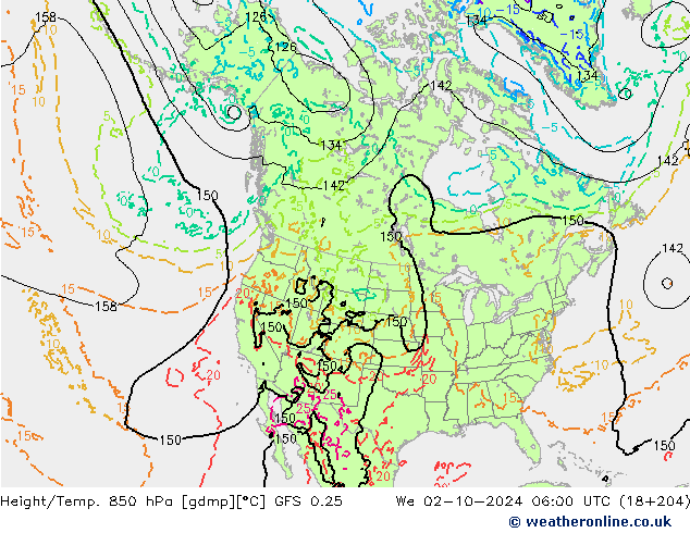 Z500/Rain (+SLP)/Z850 GFS 0.25 We 02.10.2024 06 UTC