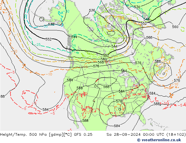 Height/Temp. 500 hPa GFS 0.25 Sa 28.09.2024 00 UTC