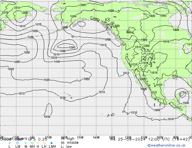 Cloud layer GFS 0.25 ср 25.09.2024 12 UTC