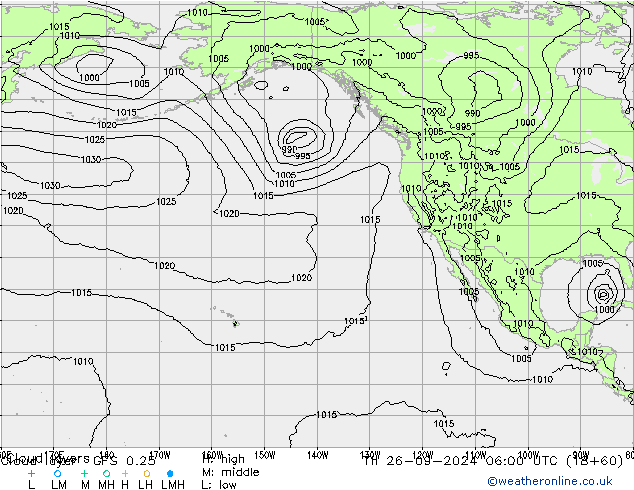 Cloud layer GFS 0.25 Th 26.09.2024 06 UTC