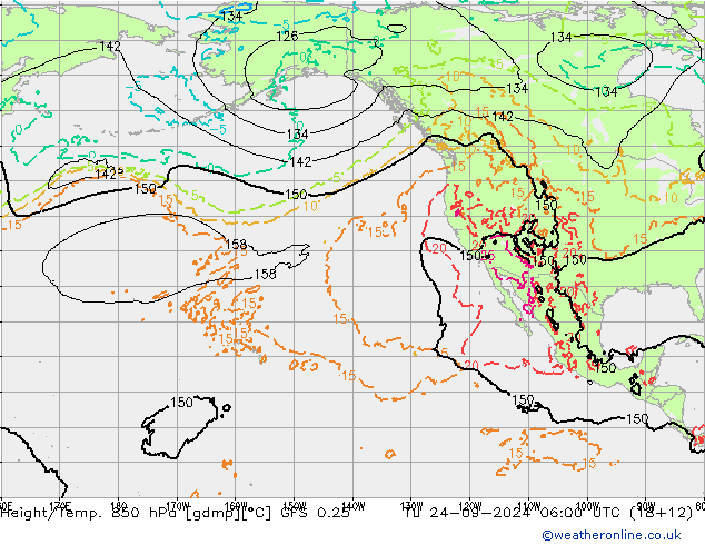 Z500/Rain (+SLP)/Z850 GFS 0.25 Tu 24.09.2024 06 UTC