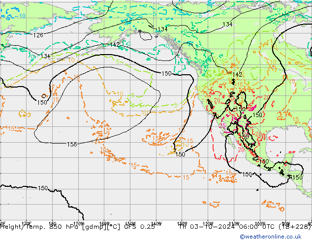 Height/Temp. 850 hPa GFS 0.25 Th 03.10.2024 06 UTC