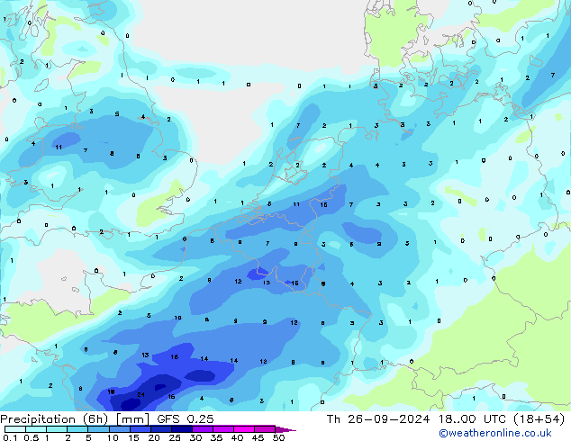 Z500/Rain (+SLP)/Z850 GFS 0.25 чт 26.09.2024 00 UTC