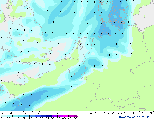 Z500/Rain (+SLP)/Z850 GFS 0.25 mar 01.10.2024 06 UTC