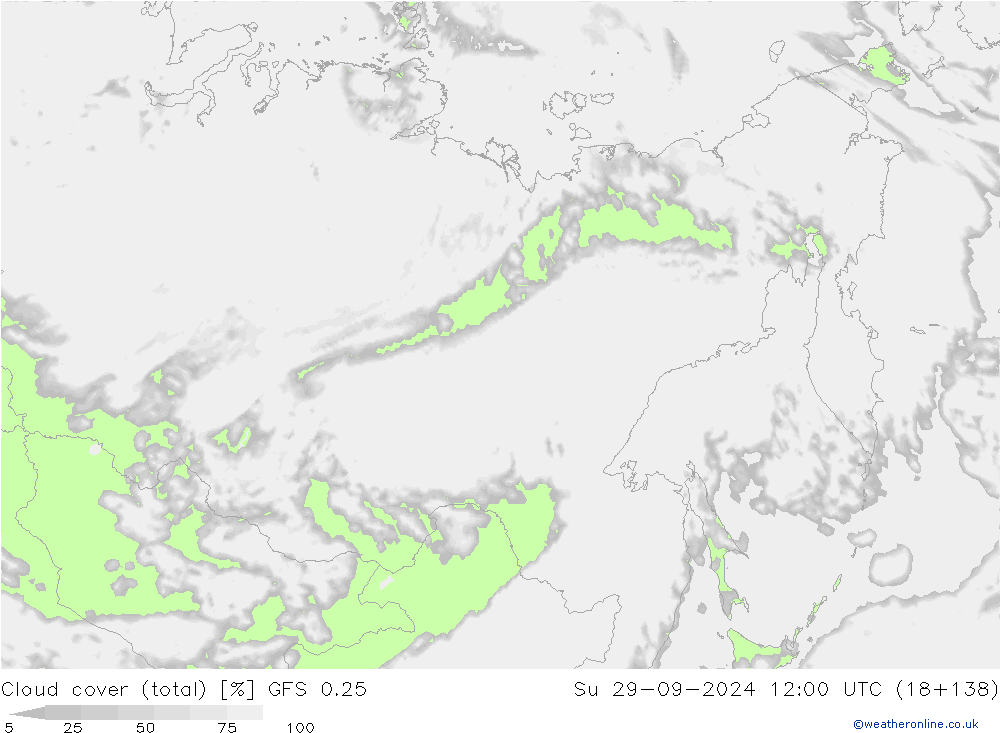 Wolken (gesamt) GFS 0.25 So 29.09.2024 12 UTC