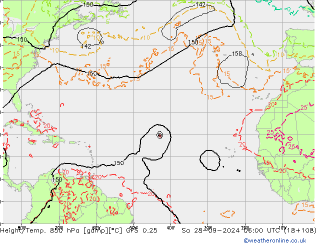 Z500/Rain (+SLP)/Z850 GFS 0.25 sáb 28.09.2024 06 UTC