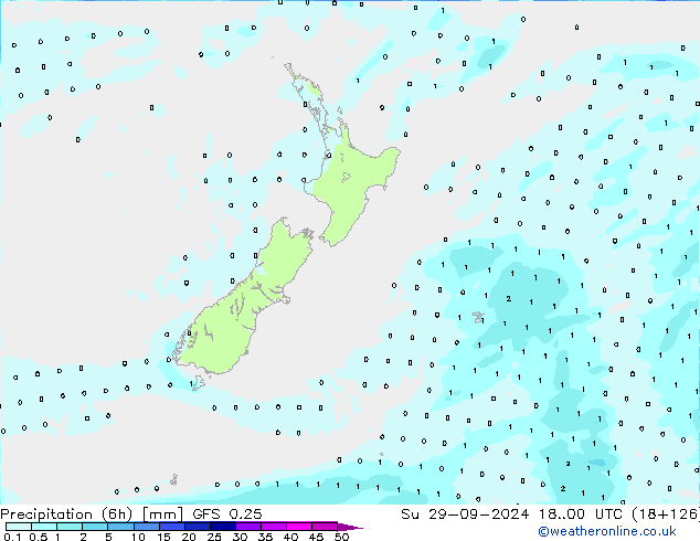 Z500/Rain (+SLP)/Z850 GFS 0.25  29.09.2024 00 UTC