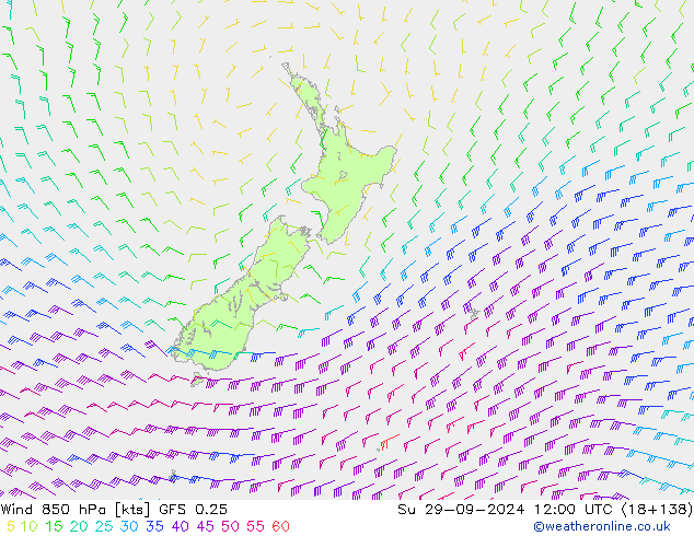 Wind 850 hPa GFS 0.25 Ne 29.09.2024 12 UTC