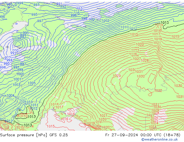 GFS 0.25: Fr 27.09.2024 00 UTC