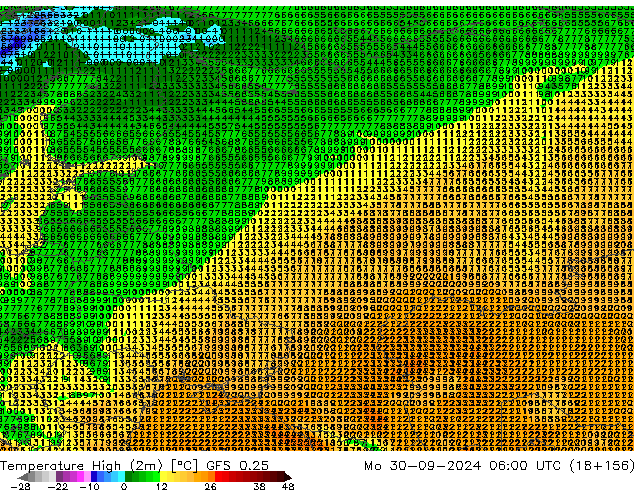 Темпер. макс 2т GFS 0.25 пн 30.09.2024 06 UTC