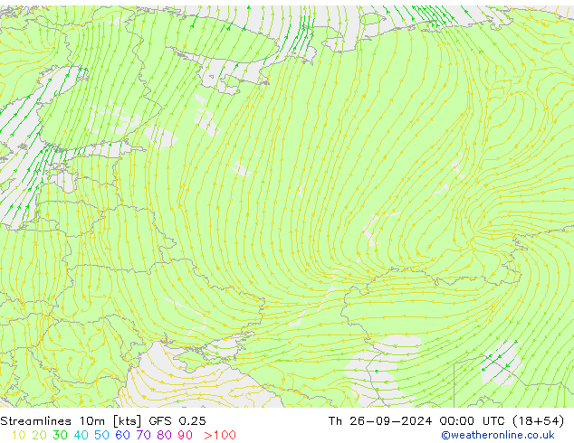 Stromlinien 10m GFS 0.25 Do 26.09.2024 00 UTC