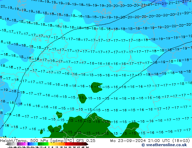 Z500/Rain (+SLP)/Z850 GFS 0.25 pon. 23.09.2024 21 UTC