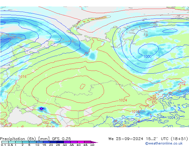 Z500/Regen(+SLP)/Z850 GFS 0.25 wo 25.09.2024 21 UTC