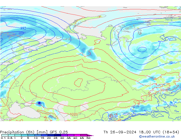 Z500/Rain (+SLP)/Z850 GFS 0.25 jeu 26.09.2024 00 UTC