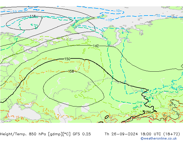 Géop./Temp. 850 hPa GFS 0.25 jeu 26.09.2024 18 UTC