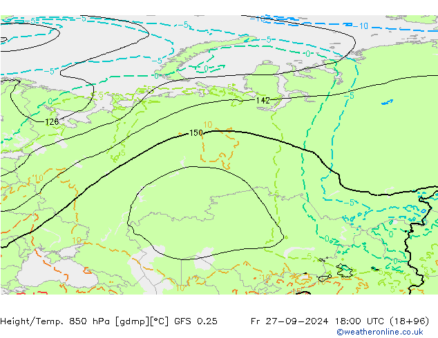 Z500/Rain (+SLP)/Z850 GFS 0.25  27.09.2024 18 UTC