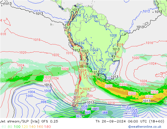 Jet stream/SLP GFS 0.25 Th 26.09.2024 06 UTC