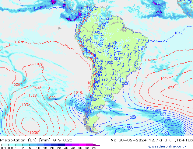 Z500/Regen(+SLP)/Z850 GFS 0.25 ma 30.09.2024 18 UTC