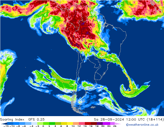 Soaring Index GFS 0.25 sáb 28.09.2024 12 UTC