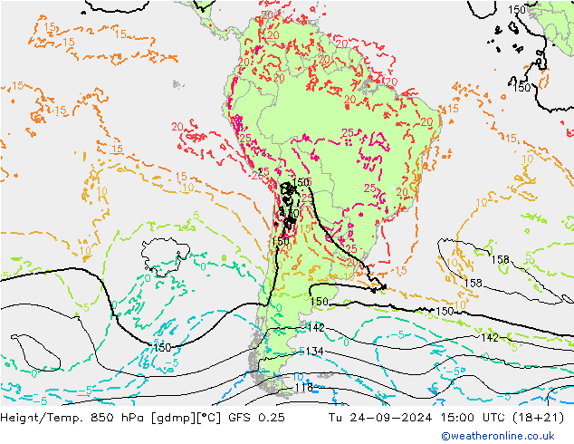 Z500/Rain (+SLP)/Z850 GFS 0.25 Tu 24.09.2024 15 UTC