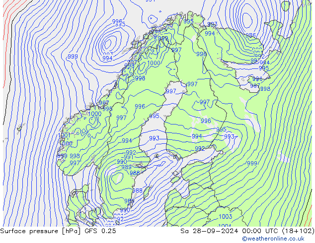 GFS 0.25: sam 28.09.2024 00 UTC