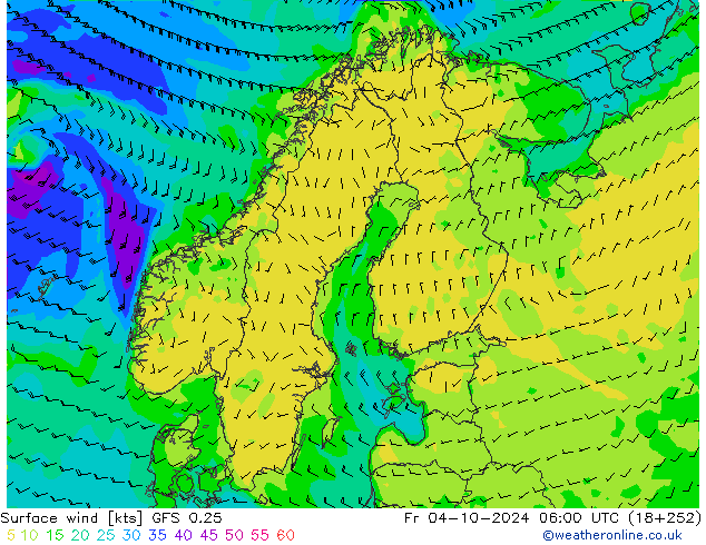 Surface wind GFS 0.25 Fr 04.10.2024 06 UTC