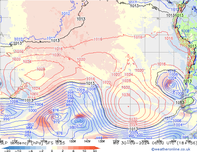 SLP tendency GFS 0.25 Mo 30.09.2024 06 UTC