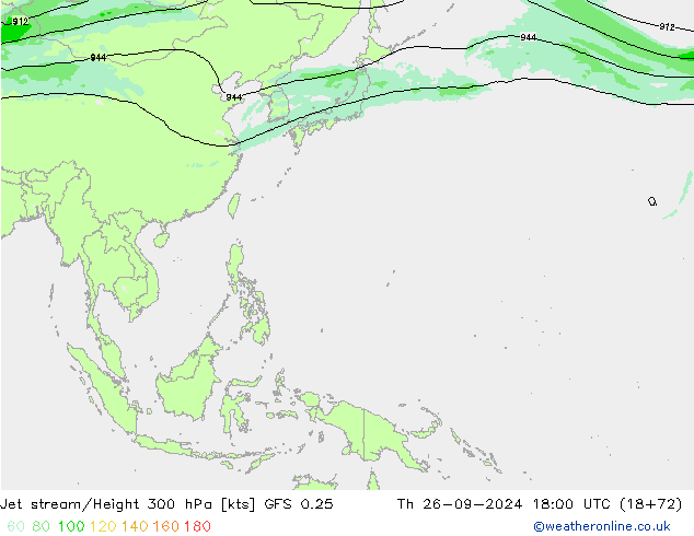 Jet stream/Height 300 hPa GFS 0.25 Th 26.09.2024 18 UTC