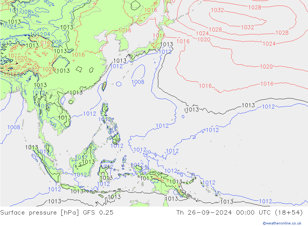 GFS 0.25: Čt 26.09.2024 00 UTC