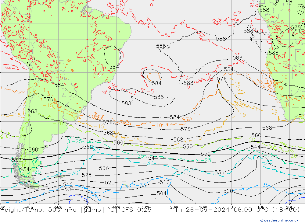 Z500/Rain (+SLP)/Z850 GFS 0.25 чт 26.09.2024 06 UTC