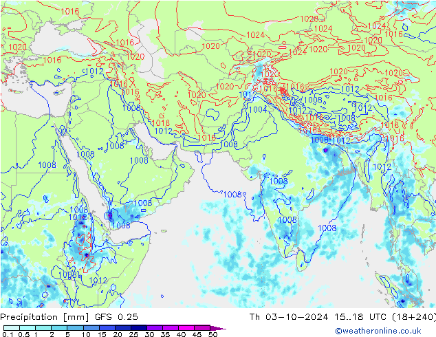 Precipitation GFS 0.25 Th 03.10.2024 18 UTC