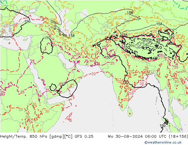 Z500/Rain (+SLP)/Z850 GFS 0.25 lun 30.09.2024 06 UTC